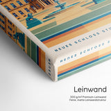 Eckansicht Leinwand Bauhaus Neues Schloss Stuttgart in kräftigen Bauhaus-Farben