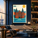 Bauhaus Holstentor Lübeck Wandbild im Wohnzimmer über dem Sofa