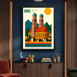 Bauhaus Wandbild Frauenkirche München im Wohnraum