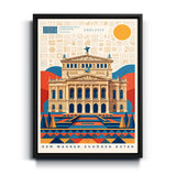 Bauhaus Wandbild Alte Oper Frankfurt auf Leinwand mit mattschwarzem Rahmen