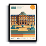 Bauhaus Neues Schloss Stuttgart Leinwand mit schwarzem Rahmen