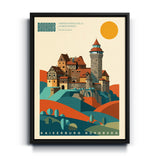 Bauhaus Kaiserburg Nürnberg Leinwand mit schwarzem Rahmen