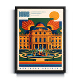 Bauhaus Wandbild Würzburg Residenz auf Leinwand mit mattschwarzem Rahmen