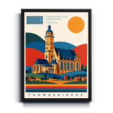 Bauhaus Wandbild Thomaskirche Leipzig auf Leinwand mit mattschwarzem Rahmen