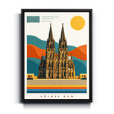 Bauhaus Kölner Dom Leinwand mit schwarzem Rahmen