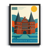 Bauhaus Holstentor Lübeck Leinwand mit schwarzem Rahmen