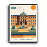 Bauhaus Neues Schloss Stuttgart Leinwand mit weißem Rahmen