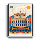 Bauhaus Wandbild Alte Oper Frankfurt auf Leinwand mit weißem Rahmen