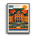 Bauhaus Wandbild Würzburg Residenz auf Leinwand mit weißem Rahmen