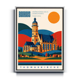 Bauhaus Wandbild Thomaskirche Leipzig auf Leinwand mit weißem Rahmen