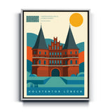 Bauhaus Holstentor Lübeck Leinwand mit weißem Rahmen