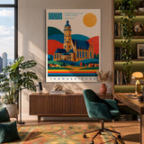 Bauhaus Wandbild Thomaskirche Leipzig auf Acrylglas im Interieur