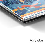 Bauhaus Wandbild Schloss Neuschwanstein auf Acrylglas – Eckansicht