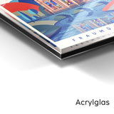 Eckansicht Acrylglas-Wandbild Bauhaus Fraumünster mit glänzender Oberfläche