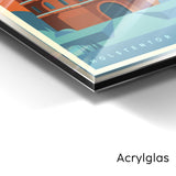 Eckansicht Acrylglas-Wandbild Bauhaus Holstentor Lübeck mit glänzender Oberfläche
