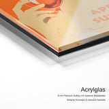 Aperol Sunshine – Qualitätsdetail Acrylglas: 6 mm Premium-Aufbau mit massiver Metallplatte, brillante Kontraste und intensive Farbtiefe