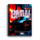 BMW M4 Wandbild bei Nacht im urbanen Stil
