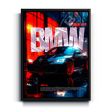 BMW M4 Wandbild bei Nacht im urbanen Stil