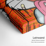 Bunny Popart – Qualitätsdetail Leinwand: 300 g/m² Premium-Leinwand, feine matte Leinwandstruktur