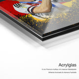Bastian Schweinsteiger – Qualitätsdetail Acrylglas: 6 mm Premium-Aufbau mit massiver Metallplatte, brillante Kontraste und intensive Farbtiefe