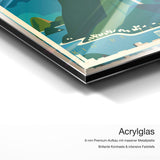 Bauhaus Rio de Janeiro – Qualitätsdetail Acrylglas: 6 mm Premium-Aufbau mit massiver Metallplatte, brillante Kontraste und intensive Farbtiefe