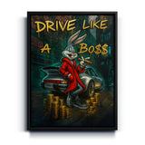Bugs Boss Porsche – Bugs Bunny im Porsche Leinwandbild fürs Wohnzimmer