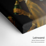 Champagne Girl – Leinwand Qualitätsdetail mit 300 g/m² Premium-Leinwand und feiner, matter Leinwandstruktur
