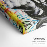 Chaplin Art – Qualitätsdetail Leinwand: 300 g/m² Premium-Leinwand, feine matte Leinwandstruktur