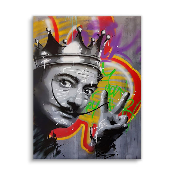 Vorderansicht Charlie Chaplin mit Krone im Banksy Stil