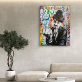 Charlie Chaplin Banksy Leinwand im Wohnzimmer 