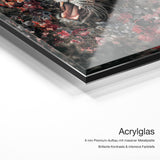 Clouded Leopard – Qualitätsdetail Acrylglas: 6 mm Premium-Aufbau mit massiver Metallplatte, brillante Kontraste und intensive Farbtiefe