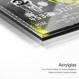 Coco Amex – Qualitätsdetail Acrylglas: 6 mm Premium-Aufbau mit massiver Metallplatte, brillante Kontraste und intensive Farbtiefe