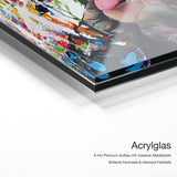 Color Monkey – Qualitätsdetail Acrylglas: 6 mm Premium-Aufbau mit massiver Metallplatte, brillante Kontraste und intensive Farbtiefe