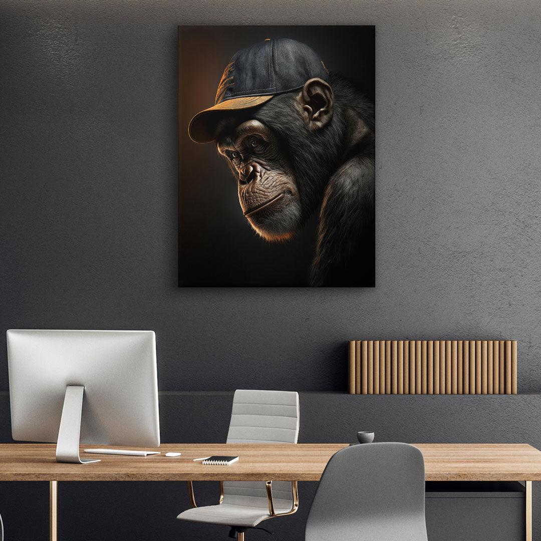 Quadro Su Tela Cool Ape Con Cuffie DJ – Stampa Artistica Moderna 46x31 Cm, Viola, Decorazione Casa E Ufficio