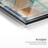 Dollar Bundle – Acrylglas Qualitätsdetail mit 6 mm Premium-Aufbau, massiver Metallplatte und intensiver Farbtiefe