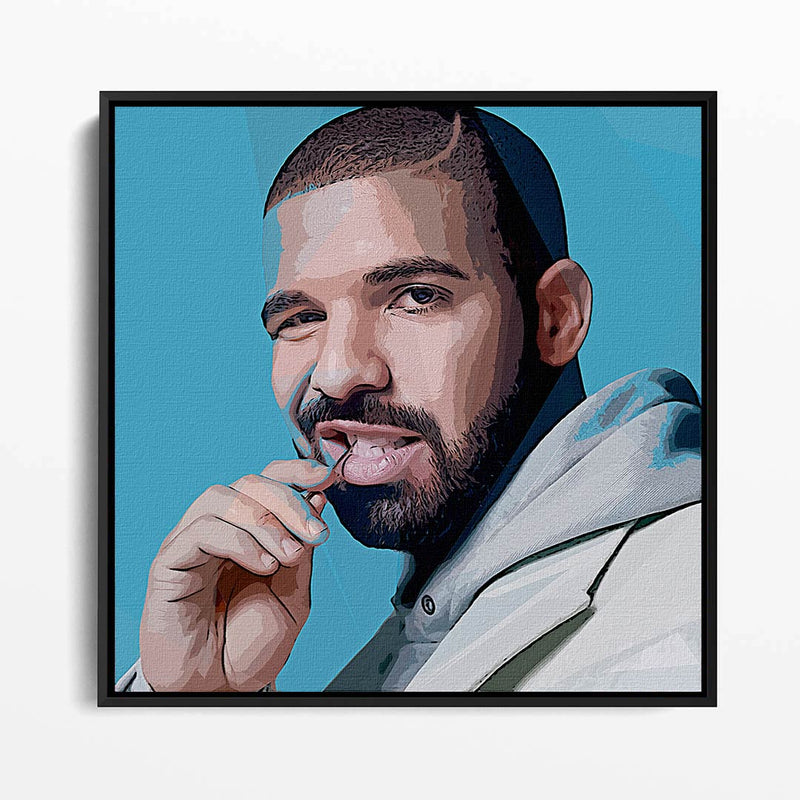 US Rapper Drake Portrait mit schwarzem Bilderrahmen