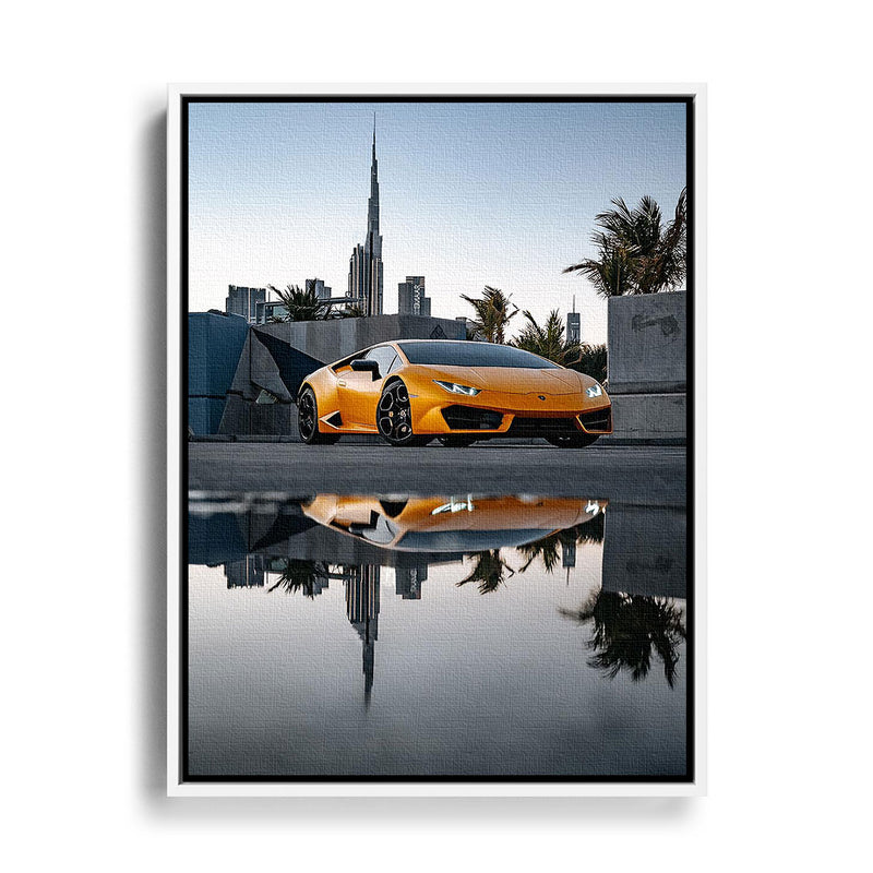 Wandbild Lamborghini in Orange aus Dubai