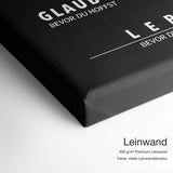 Erfolgsregeln – Leinwand Qualitätsdetail mit 300 g/m² Premium-Leinwand und feiner, matter Leinwandstruktur