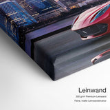 Ferrari Shanghai – Leinwand Qualitätsdetail mit 300 g/m² Premium-Leinwand und feiner, matter Leinwandstruktur