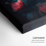 Flamingo Flowers – Leinwand Qualitätsdetail mit 300 g/m² Premium-Leinwand und feiner, matter Leinwandstruktur