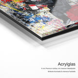 Follow your Dreams – Acrylglas Qualitätsdetail mit 6 mm Premium-Aufbau, massiver Metallplatte und intensiver Farbtiefe