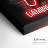Gaming and Chill – Leinwand Qualitätsdetail mit 300 g/m² Premium-Leinwand und feiner, matter Leinwandstruktur