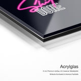 Get Sh*t Done – Acrylglas Qualitätsdetail mit 6 mm Premium-Aufbau, massiver Metallplatte und intensiver Farbtiefe