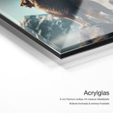 Get to the Top – Acrylglas Qualitätsdetail mit 6 mm Premium-Aufbau, massiver Metallplatte und intensiver Farbtiefe