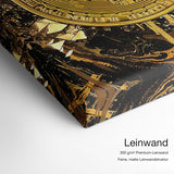 Gold Bitcoin 2 – Leinwand Qualitätsdetail mit 300 g/m² Premium-Leinwand und feiner, matter Leinwandstruktur