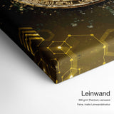 Gold Bitcoin – Leinwand Qualitätsdetail mit 300 g/m² Premium-Leinwand und feiner, matter Leinwandstruktur