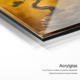Gold Bonsai 2 – Acrylglas Qualitätsdetail mit 6 mm Premium-Aufbau, massiver Metallplatte und intensiver Farbtiefe