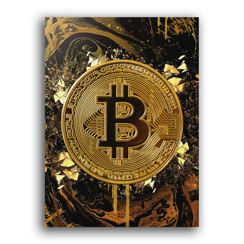 Leinwand Bild von einem goldenen Bitcoin 