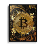 Goldener Bitcoin Cryptowährung Wandbild mit Bilderrahmen