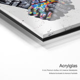 Graffiti Hands – Acrylglas Qualitätsdetail mit 6 mm Premium-Aufbau, massiver Metallplatte und intensiver Farbtiefe